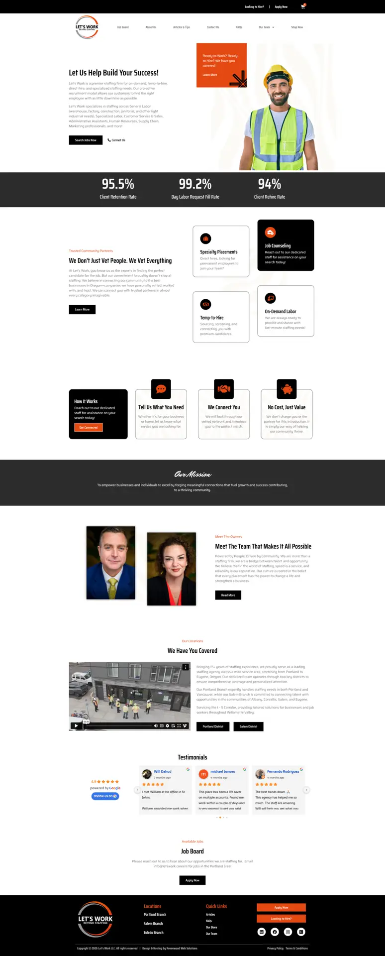 Lets Work LLC website home page