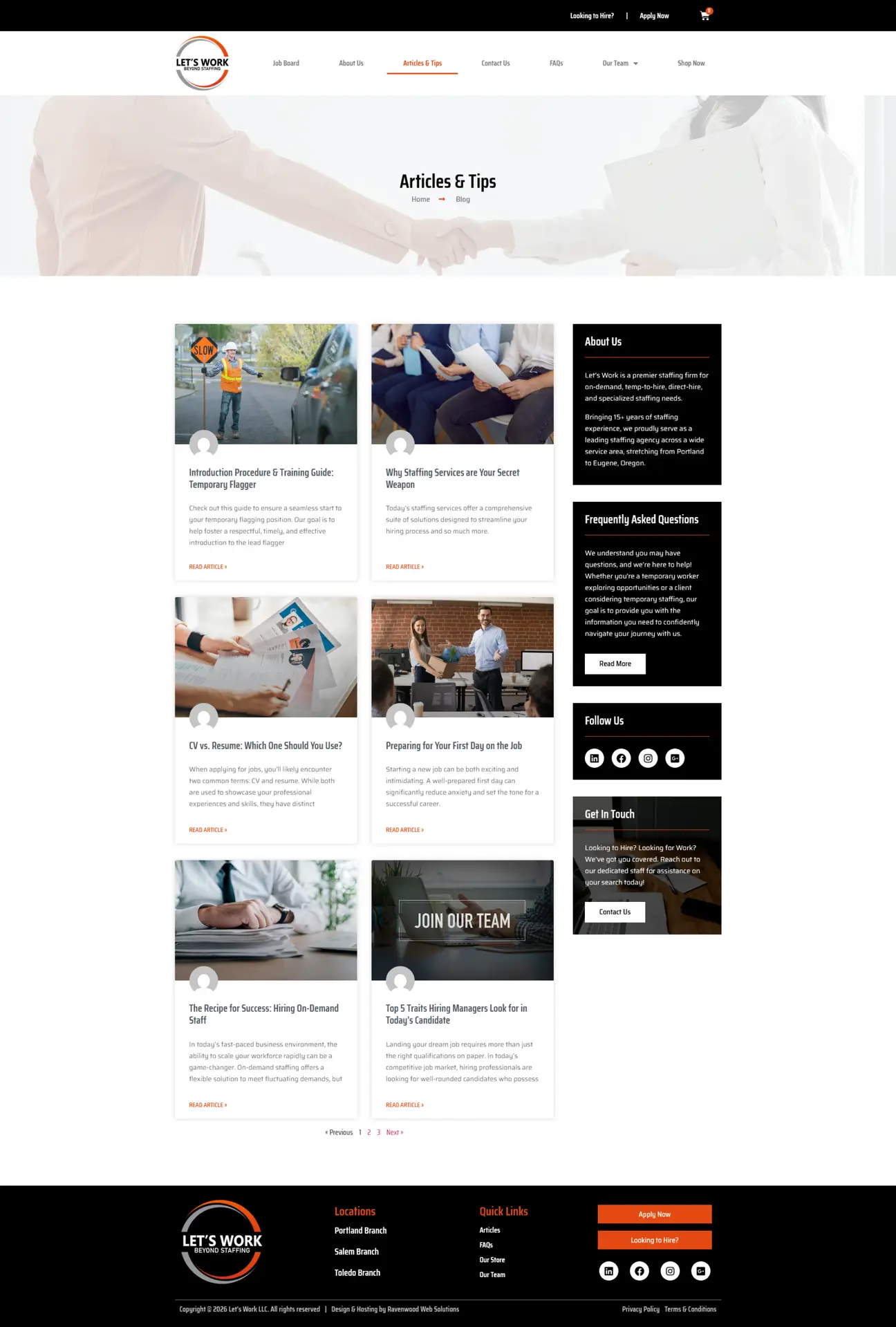 Lets Work LLC website blog page