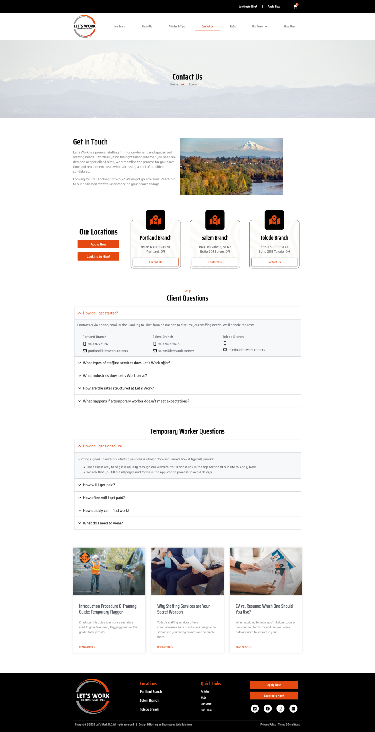 Lets Work LLC website contact us page