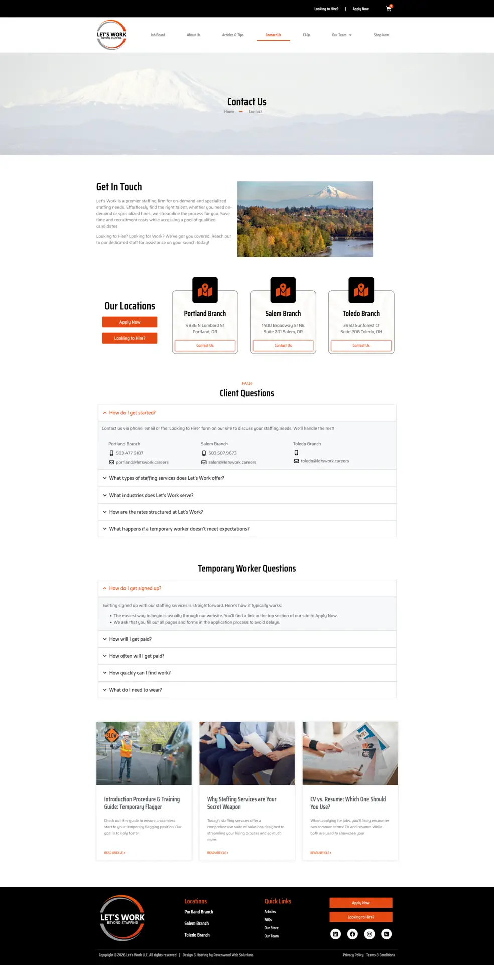 Lets Work LLC website contact us page