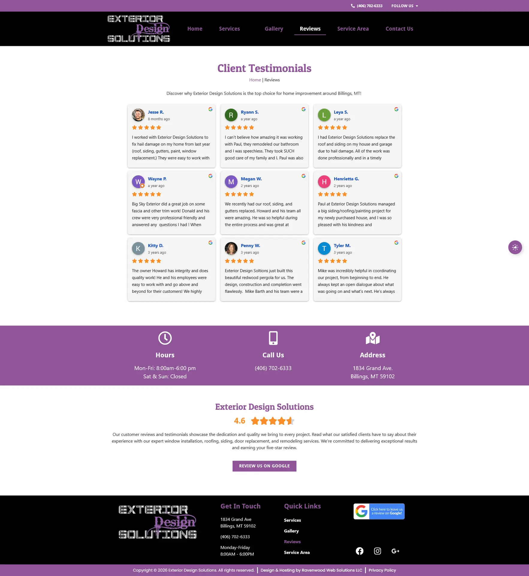 Reviews page