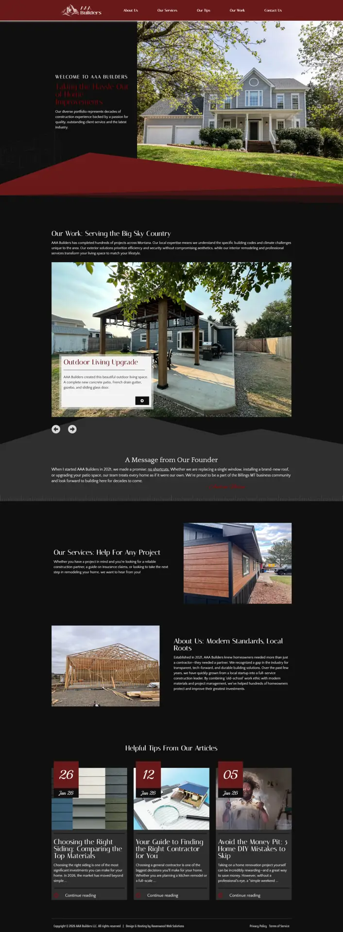 Home page desktop
