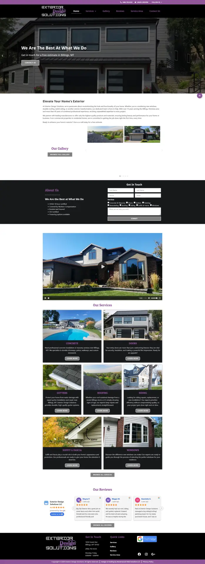 Home page on desktop