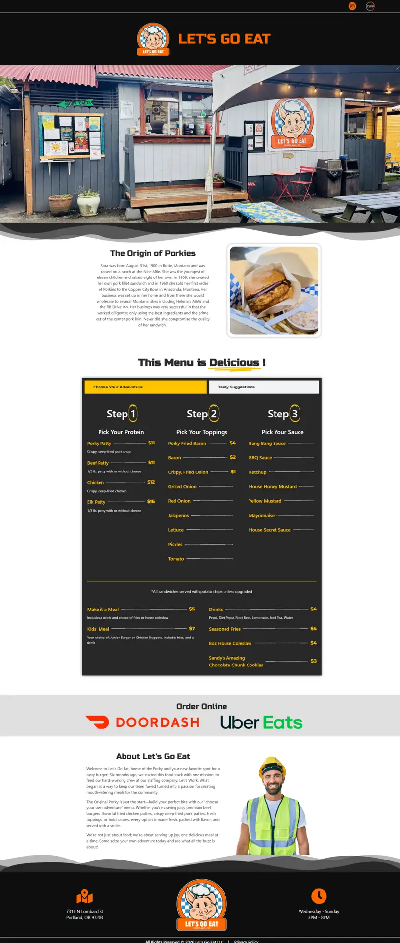 Let's Go Eat single page site